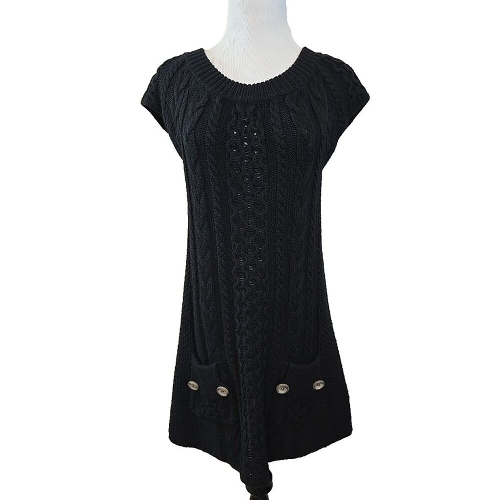 Free People Women’s Black Chunky Cable‎ Knit Sweater Dress Size Small